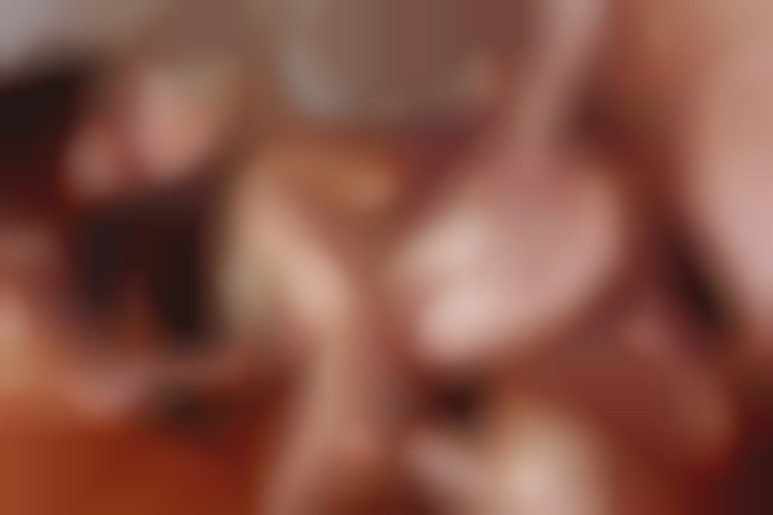 Three big cocks fucking three hot students mouth, pussy and ass all ways