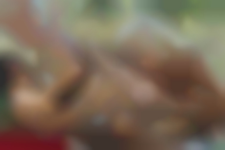 Two horny blond girls with big boobs for a hardcore threesome at the country side