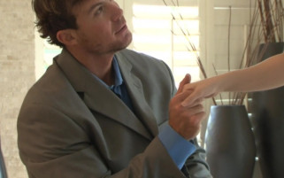 Deep throat and mouth fucking at the swimming pool for a horny brunette, starring angel Dark